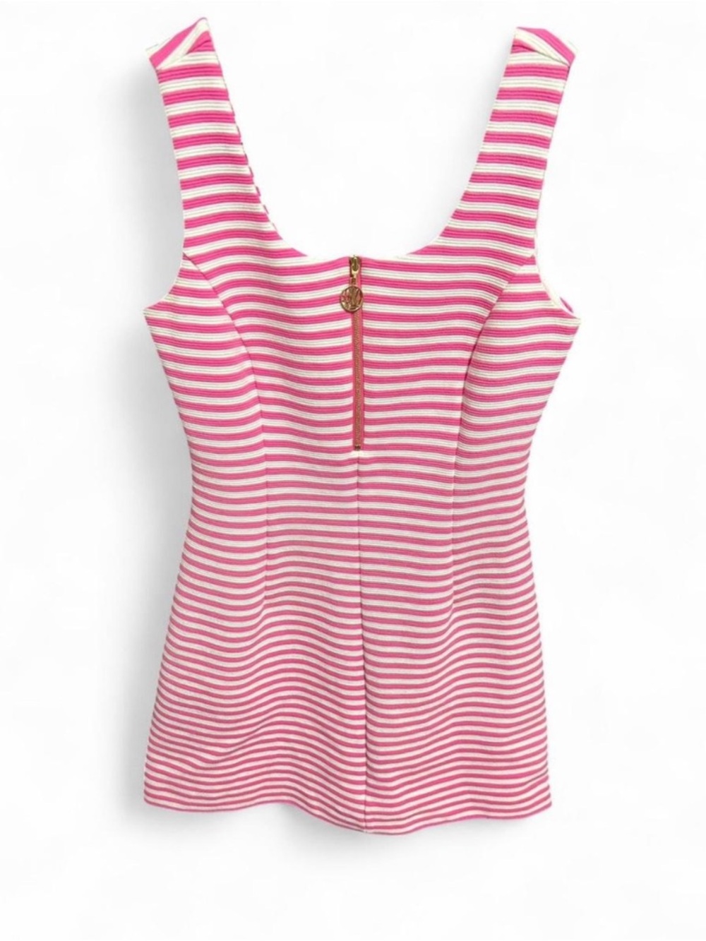 Lilly Pulitzer Nicolette Pink and White Striped Dress with Gold Front Zip
